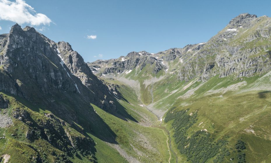 View of the via ferrata of the Madrisella