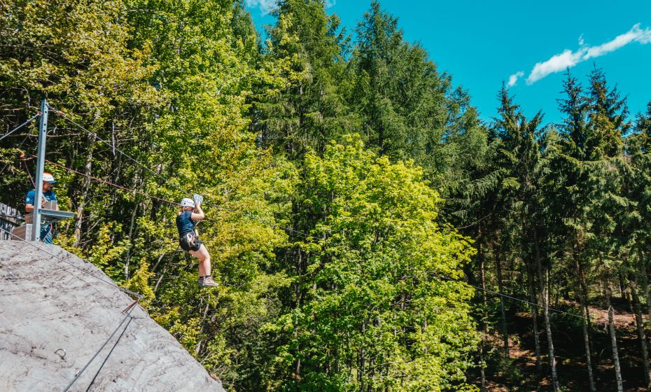 Integrierter Flying Fox beim Klettersteig Latschau