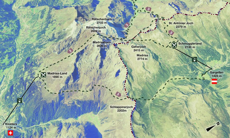 Madrisa Runtour 3-tÃ¤gig Ãbersichtskarte